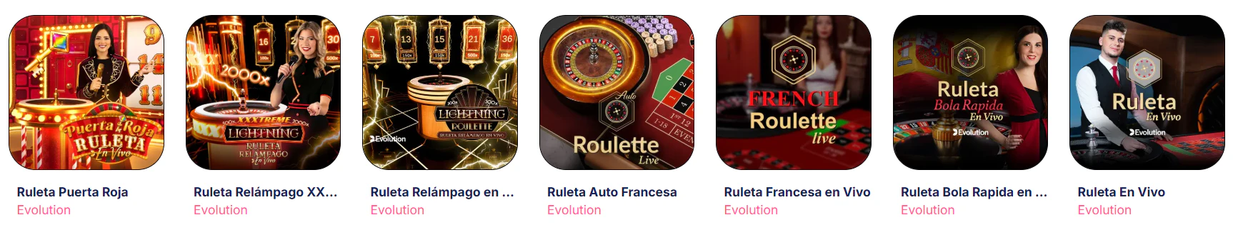 Sección de juegos de casino y mesas con crupier en vivo de GratoGana Casino